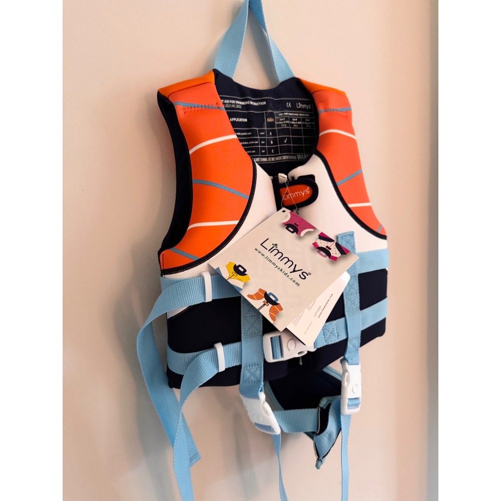 Limmys Kids Swim Vest Neoprene Buoyancy Aid Orange Blue Size Medium 3-6 Years - Picture 2 of 5